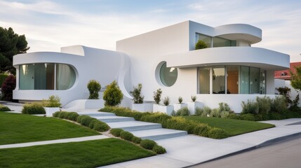 Luxury exterior of a contemporary villa with unique design