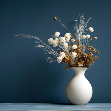 Beautiful vase with cherry blossoms branch, decoration elegant
