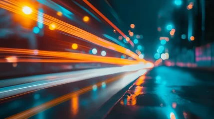 Foto op Aluminium Abstract light background City road light, night highway lights, traffic with highway road motion lights, long exposure, blurred image © ERiK