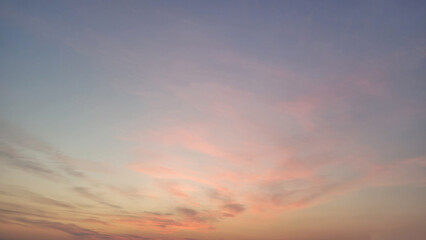 Sunset sky with clouds. Beautiful pink color sky