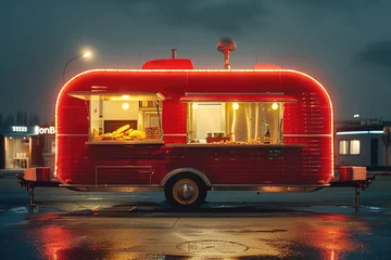 Schilderijen op glas Retro vintage food truck for sale fast street food © Michael