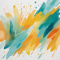 Abstract watercolor brush strokes, tosca and yellow