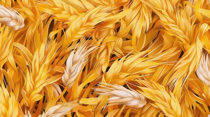Background Texture Pattern Cel-Shaded Wheat Field that mimics a waving wheat field - Golden yellows and light browns with flowing lines and bold outlines created with Generative AI Technology