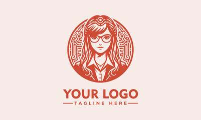 Vector Logo of Business Woman Characters  Office Female in Online Work Environment Illustrative Collection