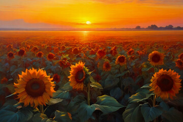 Fototapeta premium field at sunset