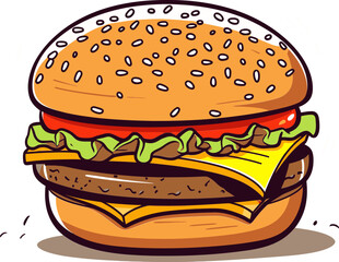 Modern Burger Vector Illustration for Contemporary Cuisine