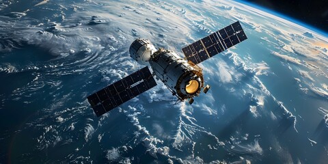 Satellite Orbiting Earth Providing Global Services, To showcase the role of satellites in modern communication, weather monitoring, and space
