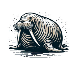Atlantic walrus hand drawn vector illustration