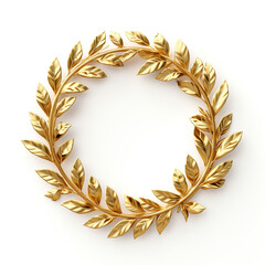 golden laurel wreath on white background сreated with Generative Ai