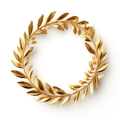 golden laurel wreath on white background сreated with Generative Ai