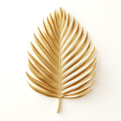 golden palm leaf on white background сreated with Generative Ai