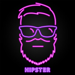 hipster neon sign, modern glowing banner design, colorful modern design trend on black background. Vector illustration.