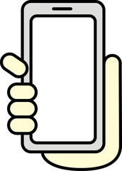 손에 잡고 있는 휴대폰, 폰화면,