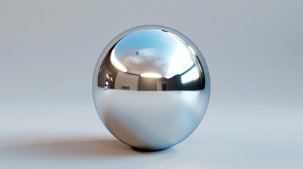 Shiny sphere on pale grey backdrop created with Generative AI technology