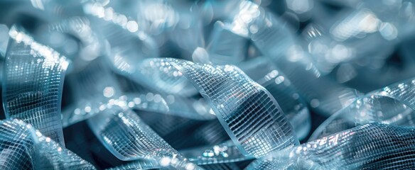 Macro view of nanofabric, highlighting its intricate weave and high-tech properties for advanced applications