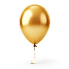 golden balloon on white background сreated with Generative Ai