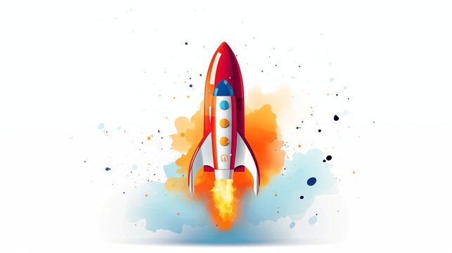A rocket water drops on a white background