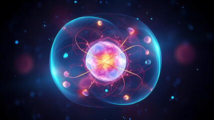 Fototapeta premium atomic nucleus electron neutron proton