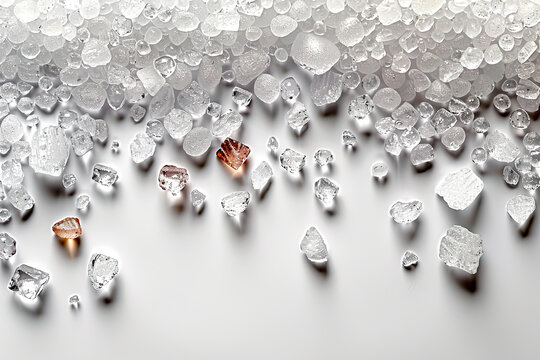 Crystal Clear A Stunning Commercial Photography Shoot with Scattered Transparent Absorbent Beads on White Background in 8K Resolution, created with Generative AI technology