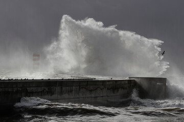 Heavy storm at river mouth