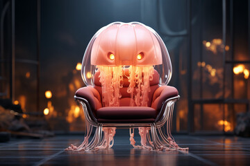 Luminous jellyfish cozy fireplace - 754834912