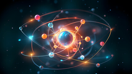 Obraz premium atomic nucleus electron neutron proton