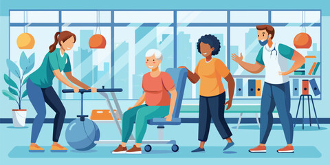 Rehabilitation Harmony: Expert Physical Therapists Guiding Patient in Hospital Gym