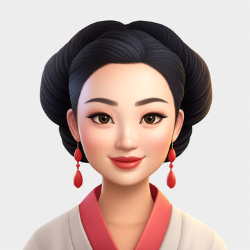 Memoji, beautiful smiling Chinese woman сreated with Generative Ai