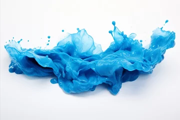 Crédence de cuisine en verre imprimé Cristaux Soothing Blue Sea Wave with Crisp White Foam Isolated on White Background - Tranquil Oceanic Nature