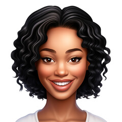 Fototapeta premium Memoji, beautiful smiling African American woman сreated with Generative Ai