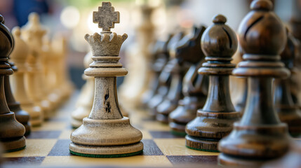 Chess king stands proud on the board