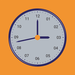 Clock Design,Simple Wall Clock In Realistic Style, Round Clock With Red Needles, Clock Vector