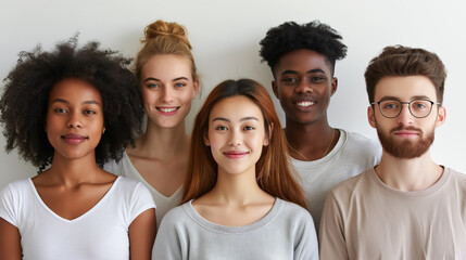 Diverse group of young people smiling.