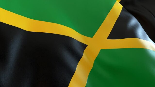 Jamaica Flag , Close up, Low Angle, 3D Render	
