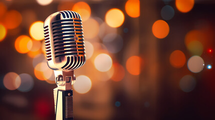 Sparkling microphone on background