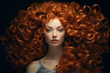 Fototapeta premium Intriguing Noble lady curly street shot. Female ancient. Generate Ai