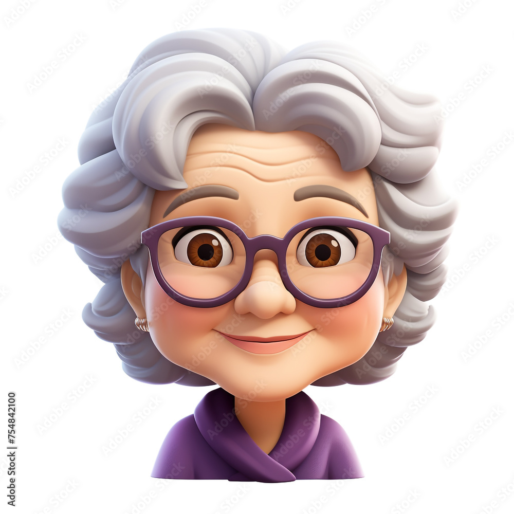 Wall mural Memoji beautiful grandma сreated with Generative Ai