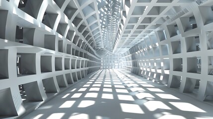 Infinite 3D Geometric Lattice Casting Dazzling Light and Shadow in a Void