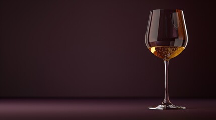 Elegant wine glass with sparkling amber liquid against a dark background.
