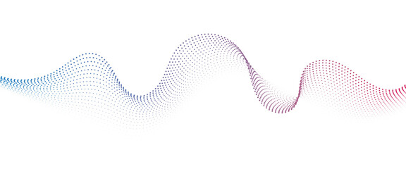Flowing Dot Wave Pattern Halftone Curve Shape on Transparent Backgroud