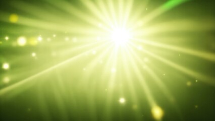 White light burst, abstract beautiful rays of lights on a  dark Green background with the color of yellow, golden sparkling backdrop, and blur bokeh