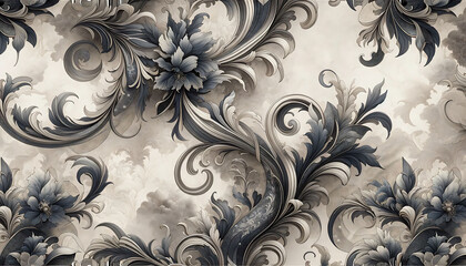 Elegant Baroque Floral Wallpaper Design

