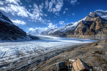 A mountain glacier, highlighting its importance as a vital source of frozen freshwater