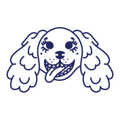 Cavalier King Charles Spaniel dog face smiling vector illustration. - 754847757