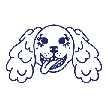 recommend clip art: Cavalier King Charles Spaniel dog face smiling vector illustration.