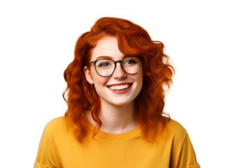 Young pretty Redhead girl on isolated chroma key background