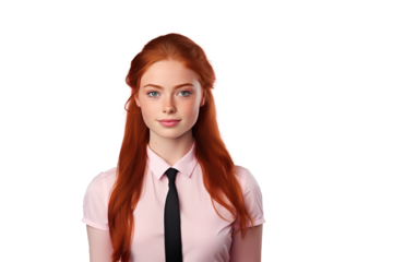 Young pretty Redhead girl on isolated chroma key background