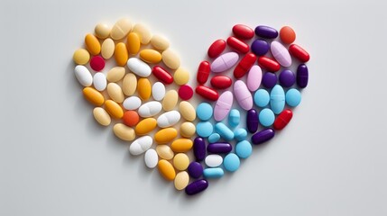 Heart made of vibrant pills