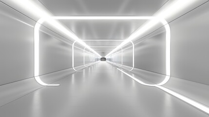 Blue white background, 3D room, light, abstract space technology, tunnel stage floor Futuristic 
