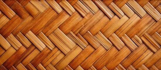 This close up view shows the intricate texture of a bamboo wall, highlighting the natural patterns and details of the Pacific Islands basket weaving technique.